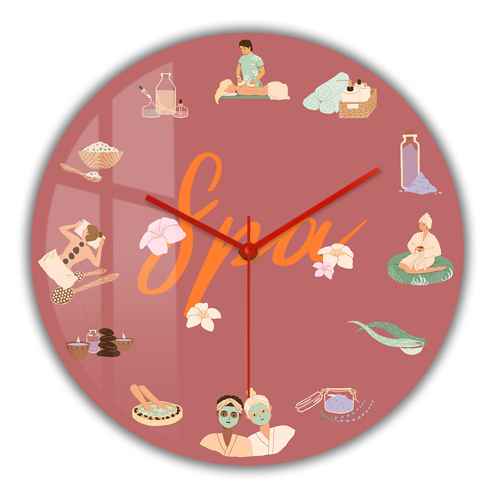 Spa Wellness Salon - ساعة حائط صامتة من الكوارتز لصالونات