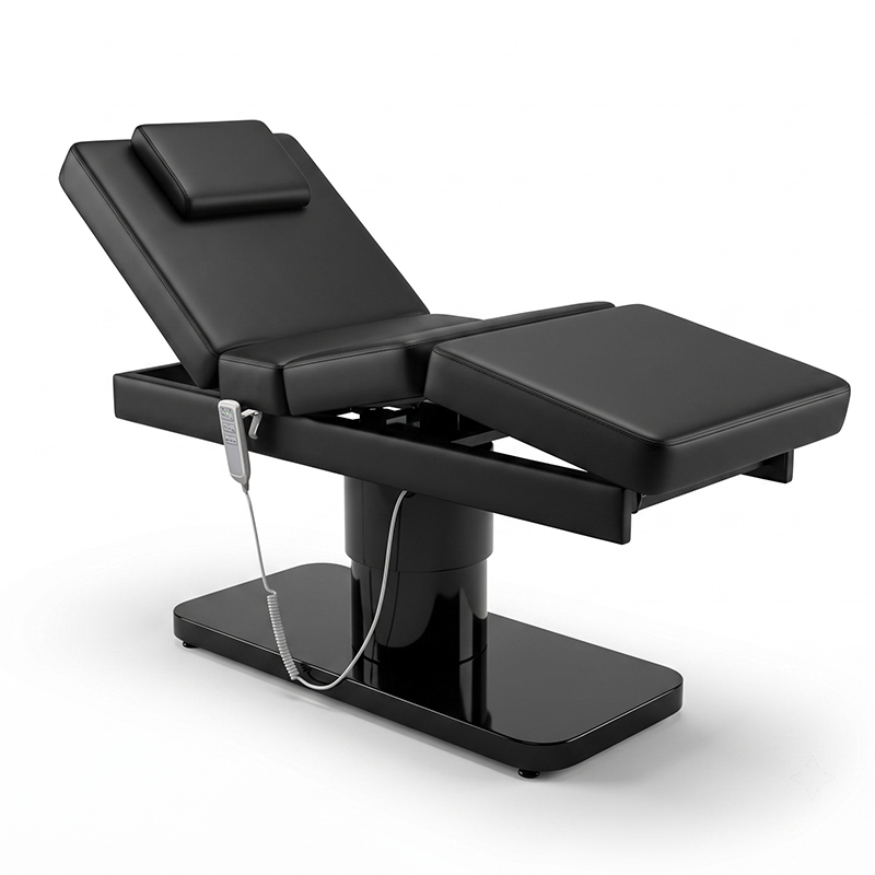 Spa Wellness Salon - سرير تدليك أسود بسيط بثلاثة محركات