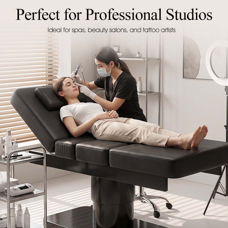 سرير تدليك أسود بسيط بثلاثة مح - مراجعة Spa Wellness Salon وسعره